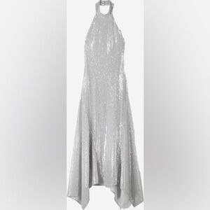 Bershka Silver Sequin Dress halter sparkly party Y2K
